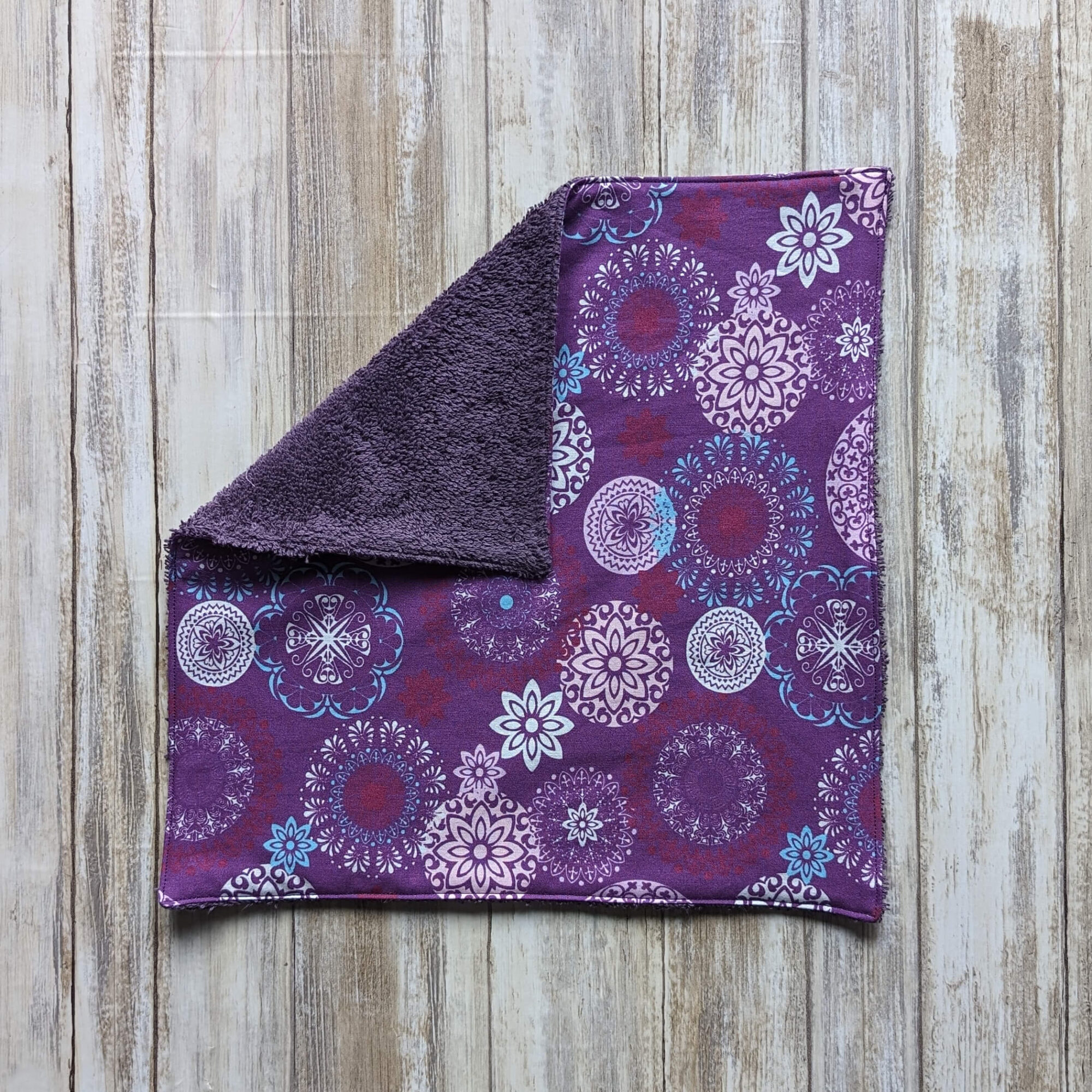 essuie tout lavable réutilisable violet mandala