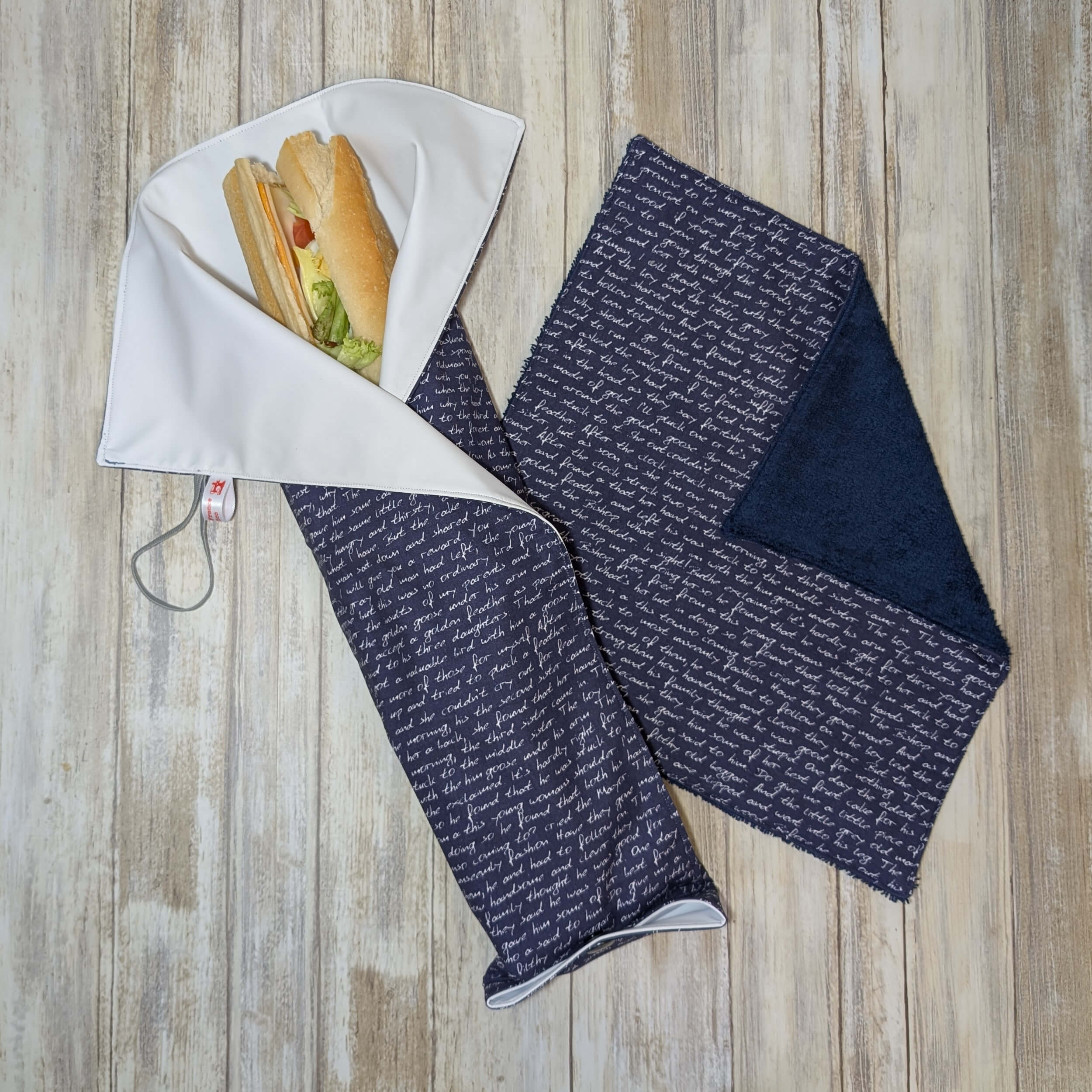 produit-embalsandwich-ecritures-bleu-lot embal'sandwich embal'tapis emballage sandwich tapis bleu écritures lot