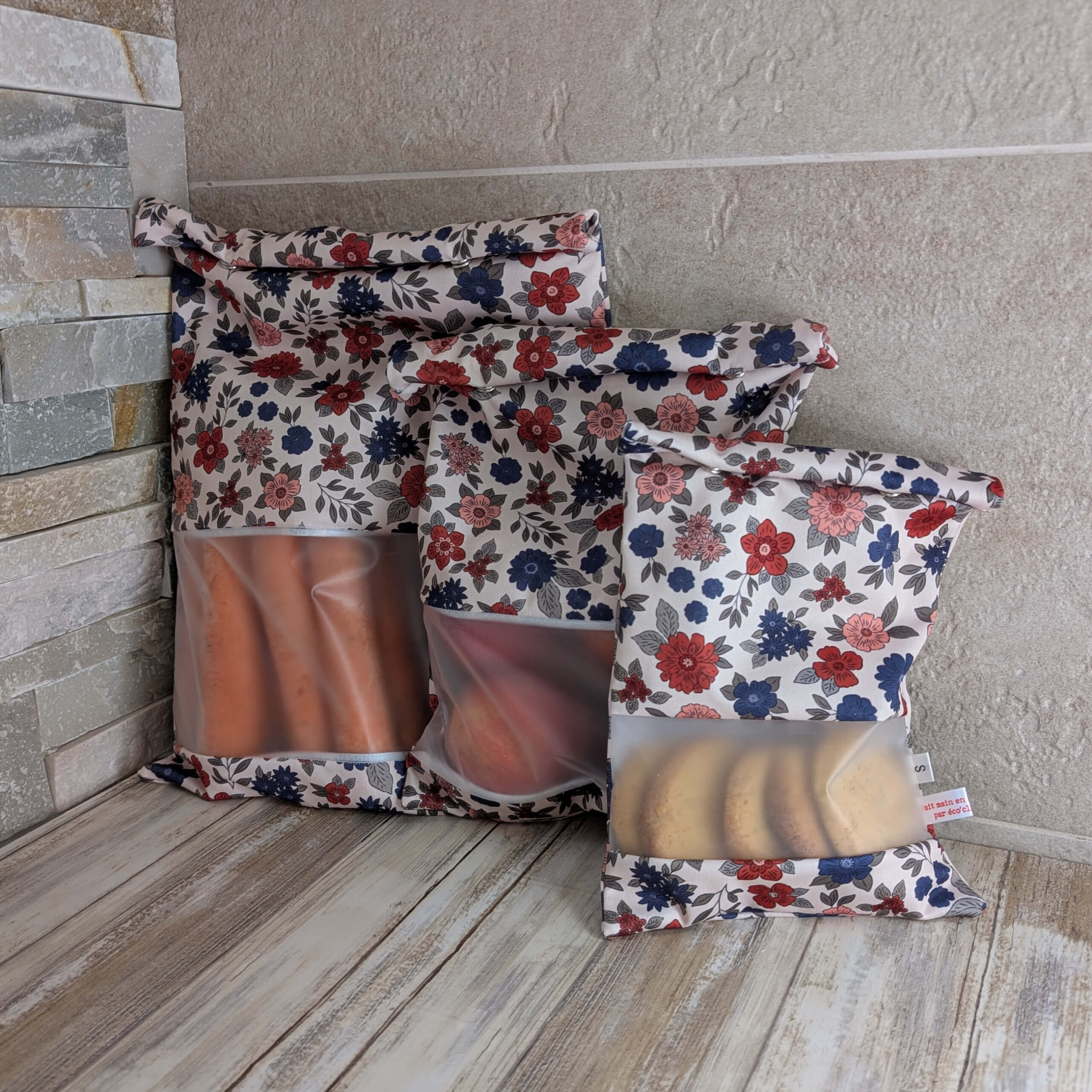 sac imperméable alimentaire fleurs